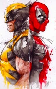 Deadpool Wolverine print white Tshirt