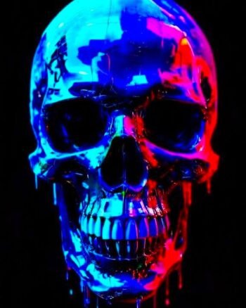 Reflective Skull print Black T shirt