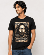 Buy Bob Marley Reggae Style Black T shirt