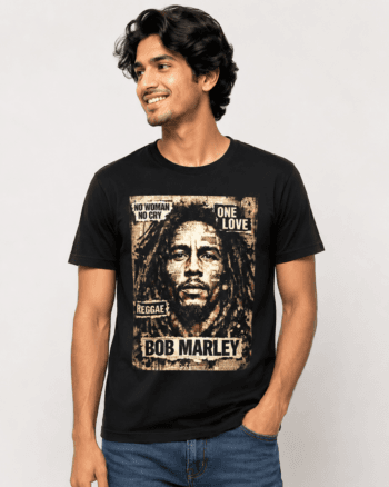 Buy Bob Marley Reggae Style Black T shirt